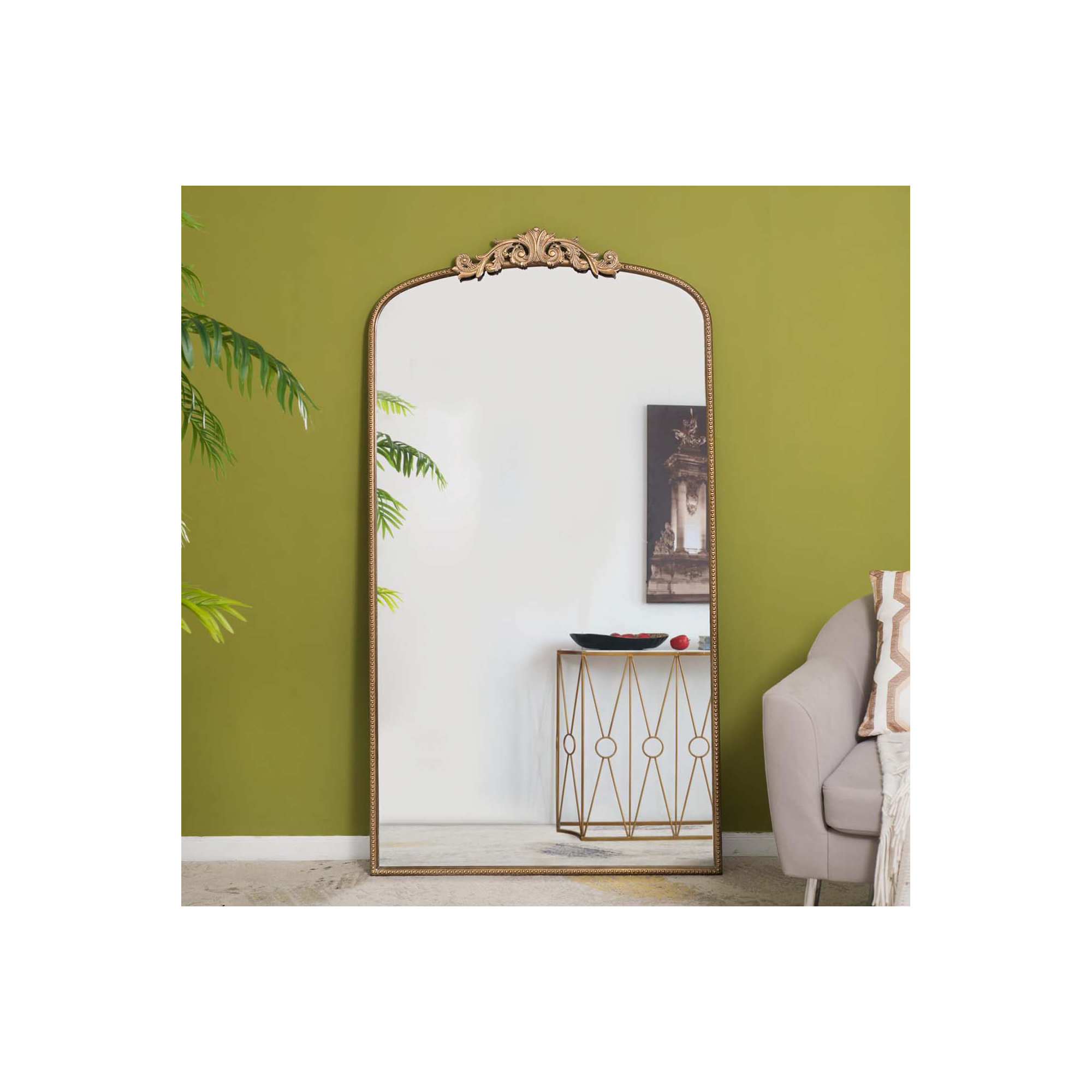 Emmeline Metal Arch Mirror, Gold, 42" x 24"