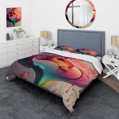 Multicolore encre liquide tulipe fleurs I - ensemble de housse de couette tulipe floral - polyester microfibre