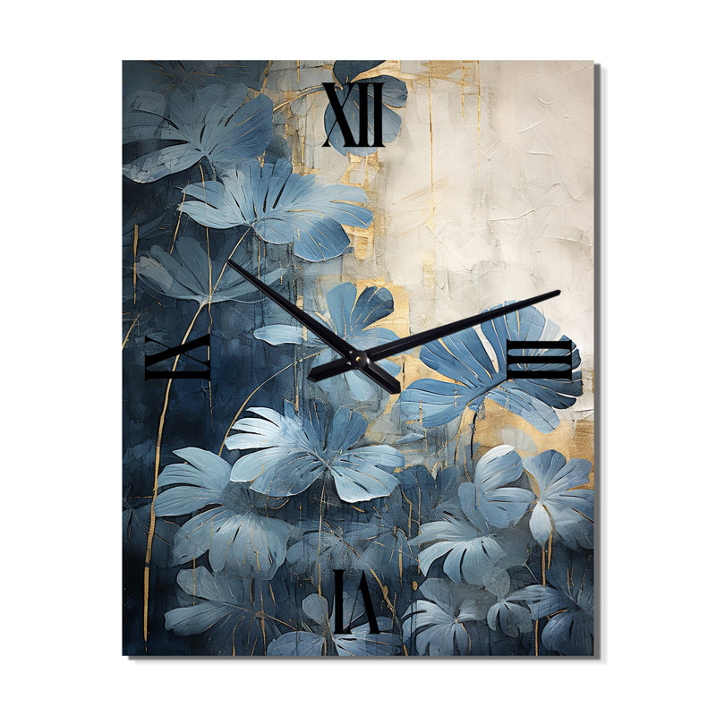 Horloge murale moderne Blue Tropical Expression - Jungle, Grand