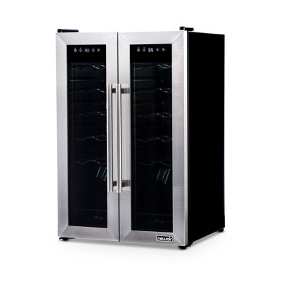 Newair 24 Bottle and 12 Can Dual Zone Freestanding Wine Refrigerator