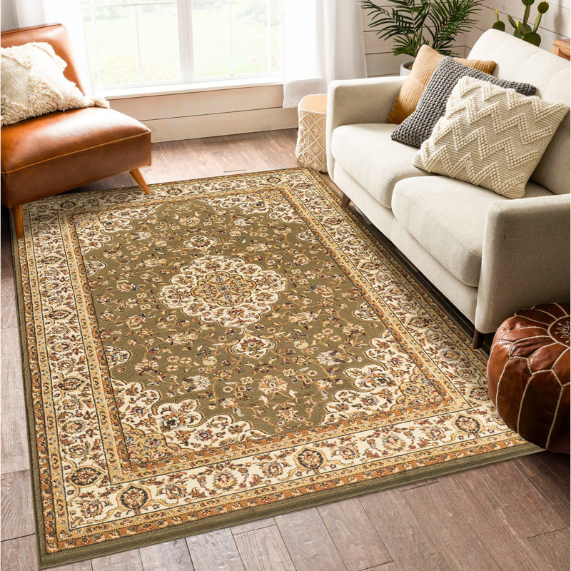 Classic GC_VIN5004 Green 7 Ft. 10 In. X 10 Ft. 3 In. Area Rug, Rectangle 7'10" x 10'3", Green