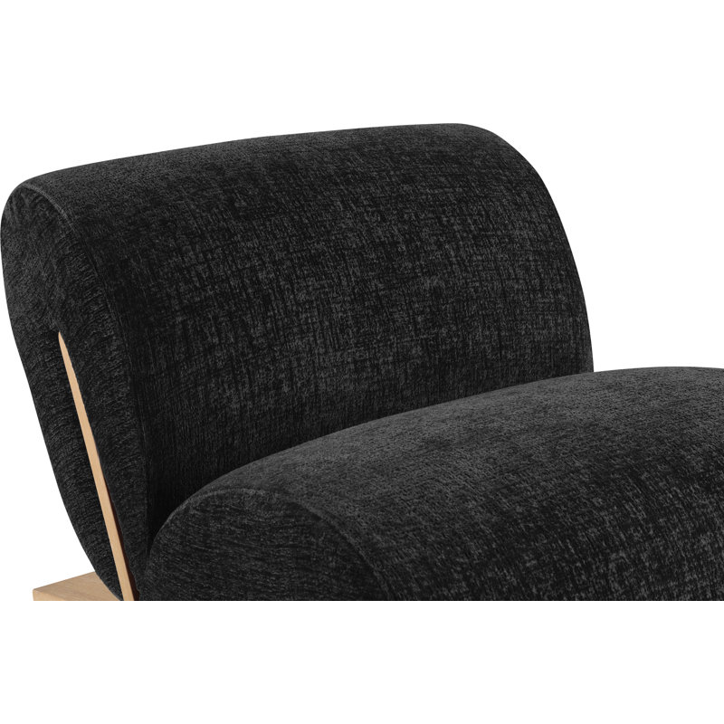 Akira Fabric Accent Chair, Black Polyester Fabric, Natural