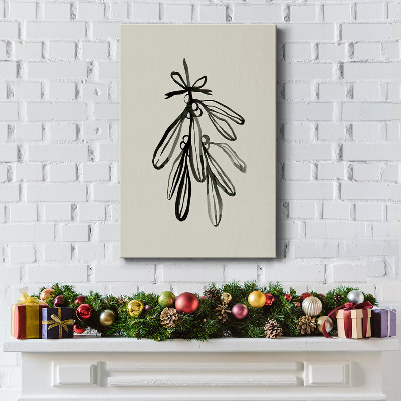 " Mistletoe Sketch With Bows I ", 60" H x 40" W x 1.5" D