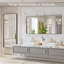 Miroir de salle de bain 60 po x 30 po pour meuble-lavabo en bronze, miroir rond en métal brossé à finition bronze brossé, antirouille, verre trempé, à suspendre horizontalement ou verticalement-2033354457-2033354454-2033354275