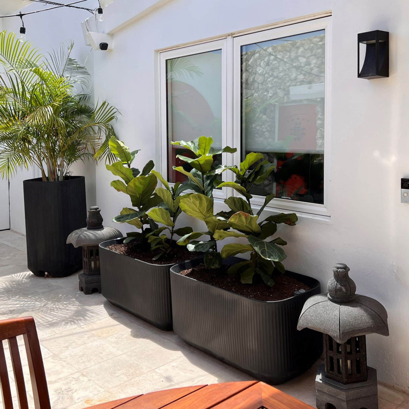 MODULAR SELF WATERING PLANTER BOX, Caviar Black, 40" x 14" x 30"H - Privacy Planter Wall