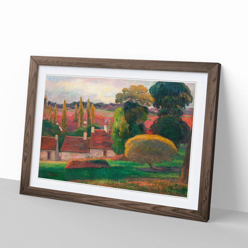 A Farm in Brittany by Paul Gauguin - Framed Print, 48cm H x 65cm W x 2cm D, Walnut Framed