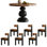 Multilayer solid board round dining table set
