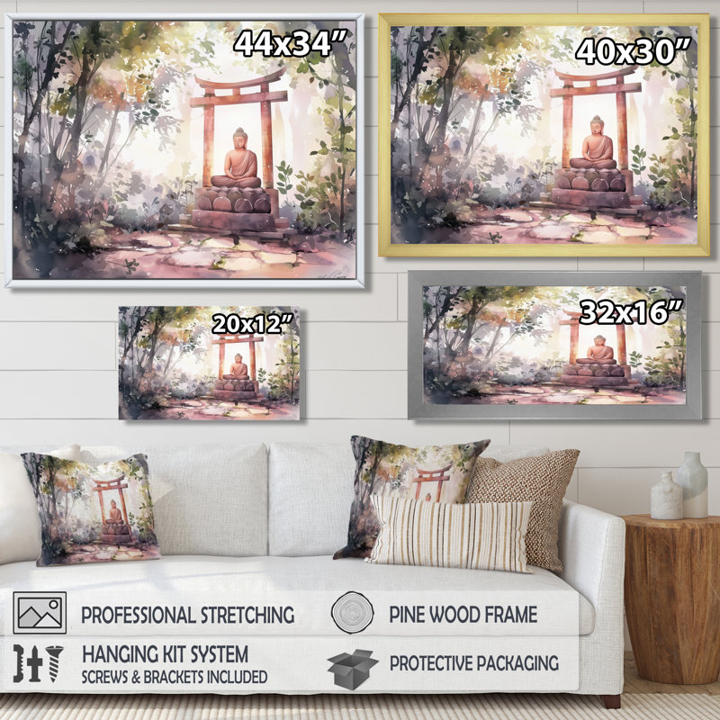 «Buddha Whispering Light Of Buddhism I - Buddhism», reproduction sur toile, H 12 po x l 20 po, Noir