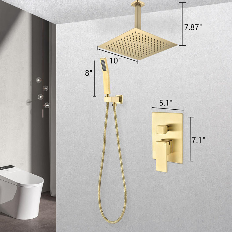 Système de douche complet avec valve brute, Or