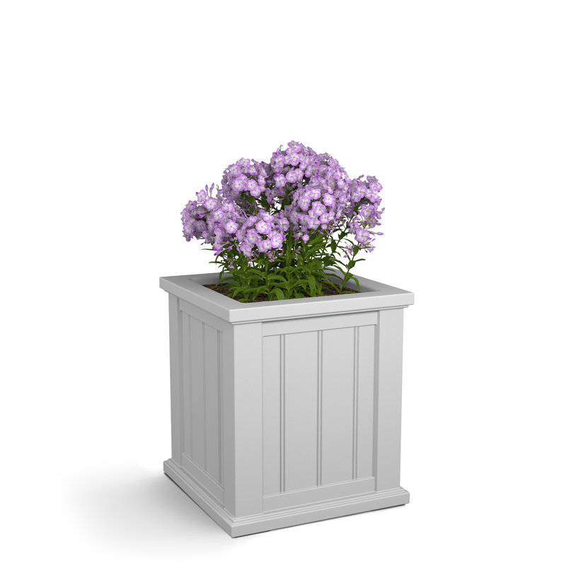 Selevae Resin Planter Box with Water Reservoir, 16" H x 16" W x 16" D, White