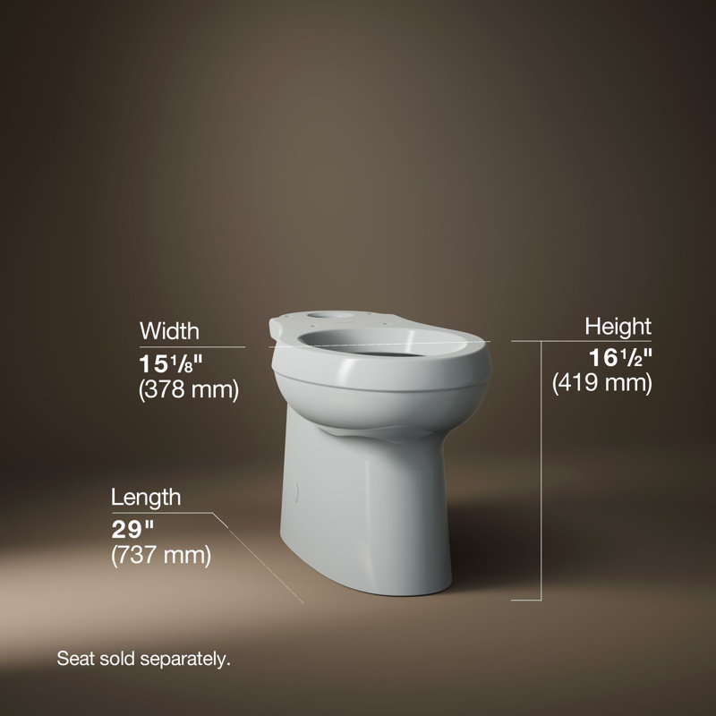 Cimarron Comfort Height Elongated Chair Height Toilet Bowl, Ice Grey