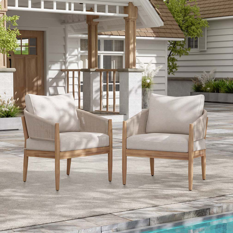 Fauteuil club d'extérieur en bois d'acacia, Brun clair / naturel