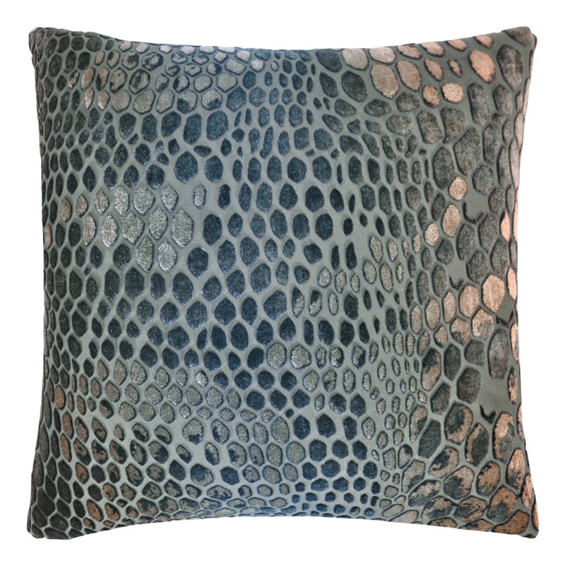 Square Velvet Pillow Cover & Insert, 18"H x 18"W, Gunmetal