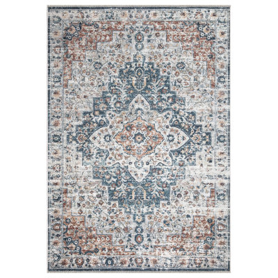 Washable Non-Slip Traditional Oriental Rug for Entryway, Hallway, Bathroom, and Kitchen - Dunlow