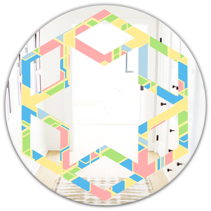 Miroir mural géométrique Pastel Abstract II, 23,6 po x 23,6 po
