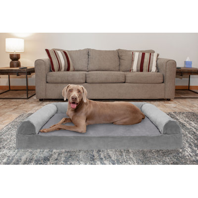 Faux Fur & Velvet Bolster Sofa Style Pet Bed