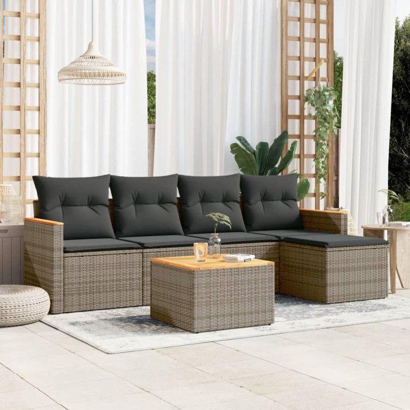 Ensemble de canapé de jardin modulaire en rotin gris 6 pièces Vidaxl