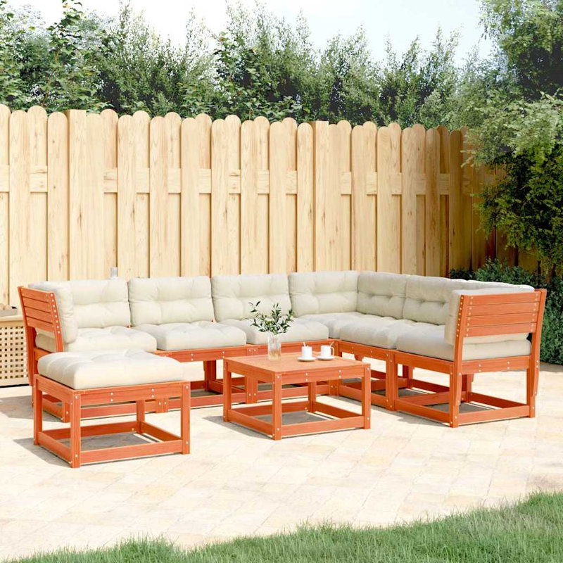 273cm Wide Patio Sofa, Wax Brown, White