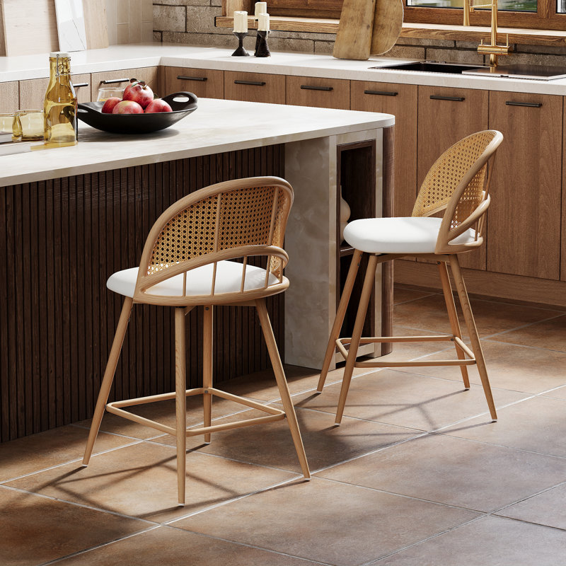 Tabouret de bar et de comptoir pivotant 25 po H (ensemble de 4), Blanc