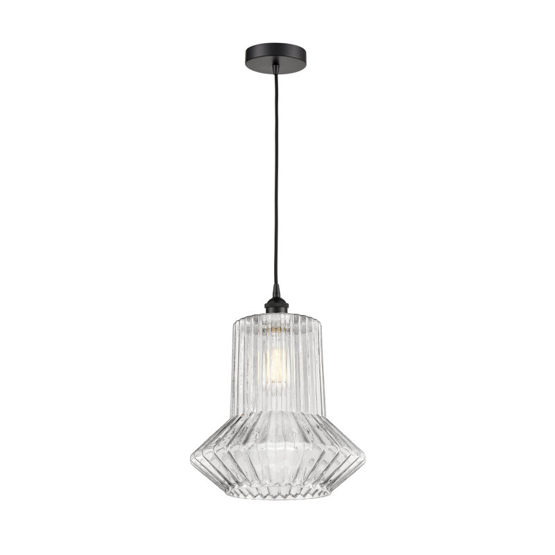 Luminaire suspendu simple à 1 lumière Boalsburg, Noir mat