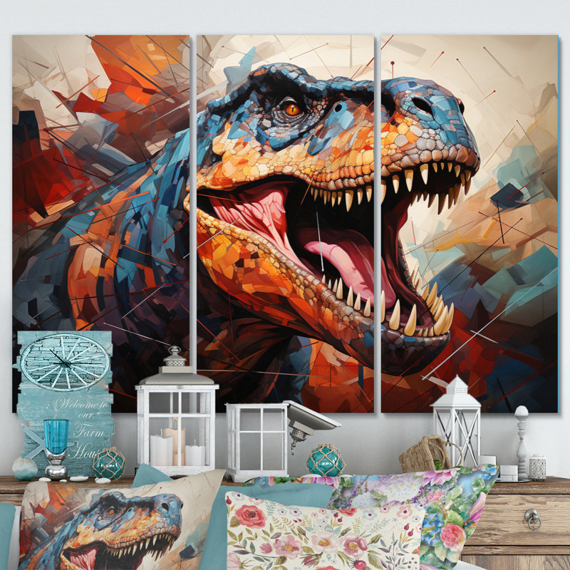 Dinosaur Prehistoric Legacy Geometric II Animals Wall Decor on Metal