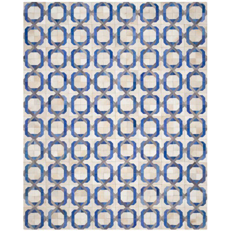 Cartwright Studio Leather Hand Woven Leather Geometric Rug, Rectangle 8' x 10'
