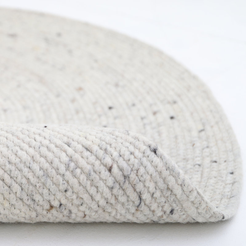 Round Mallen Solid Colour Wool Hand Woven Area Rug, Round 110cm