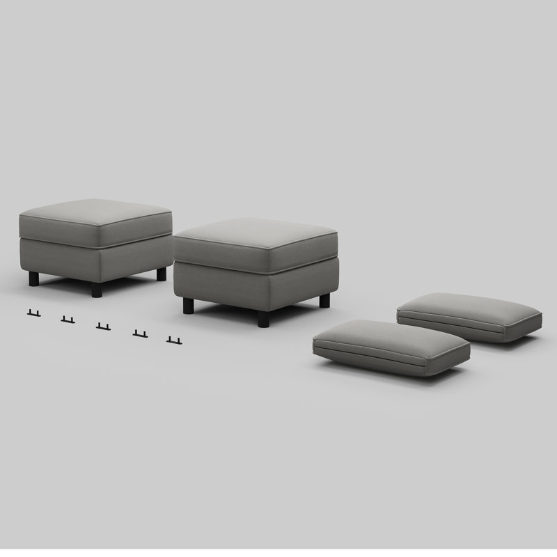 Deux repose-pieds modulaires avec rangement, Gris clair