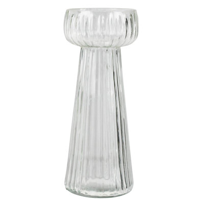 Fluted Ribbed Bulb Vase, Glass - Lrg