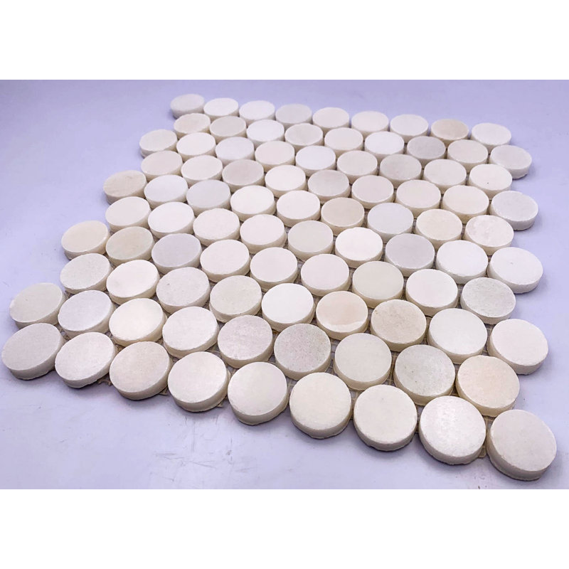 0.13" x 0.13" Marble Grid  Mosaic Wall & Floor Tile, White