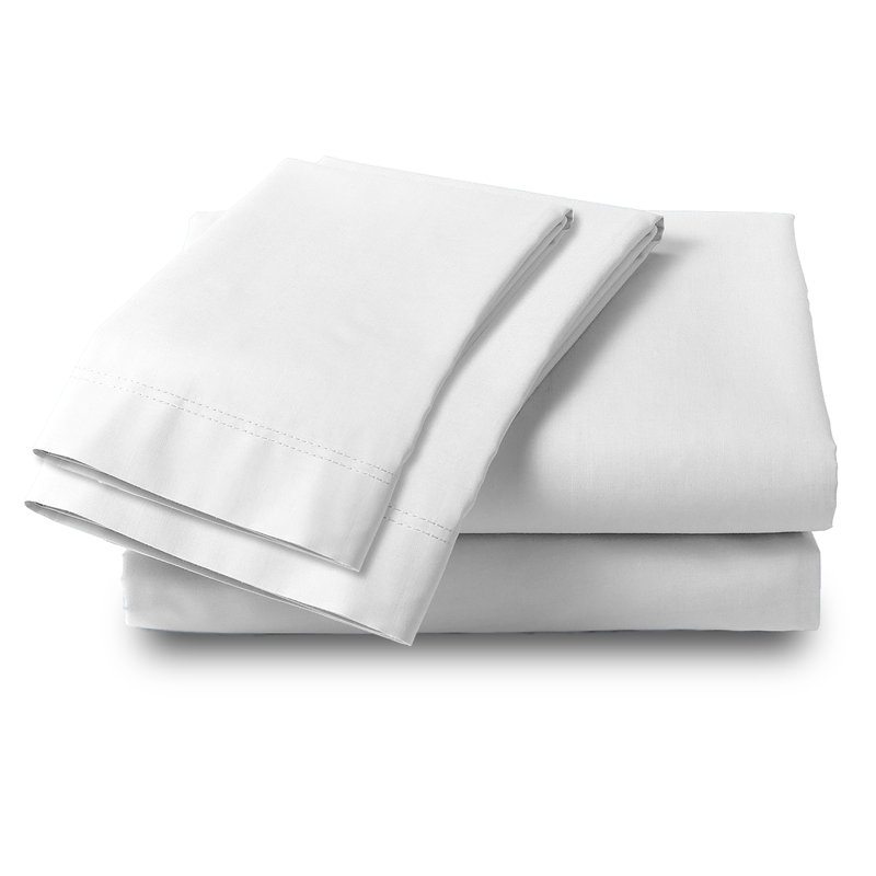 100% Cotton Soft & Silky Wrinkle-Resistant Sheet Set, Queen Sheet Set + 1 Fitted Sheet + 2 Pillowcases, White
