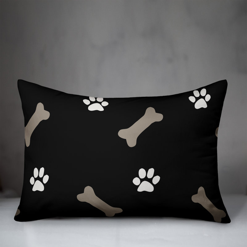 Black Bones and Paws 20" x 14" Indoor/Outdoor Pillow