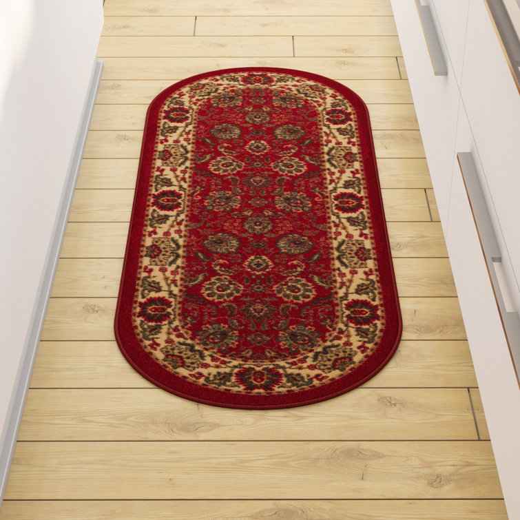 Ottohome Non-Slip Traditional Area Rug For Living Room, Hallway, Entryway Rug, Dark Red