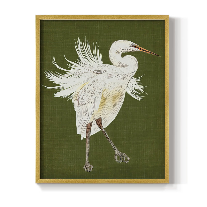 Heron Plumage I, reproduction encadrée - bois massif, H 20 po x l 16 po