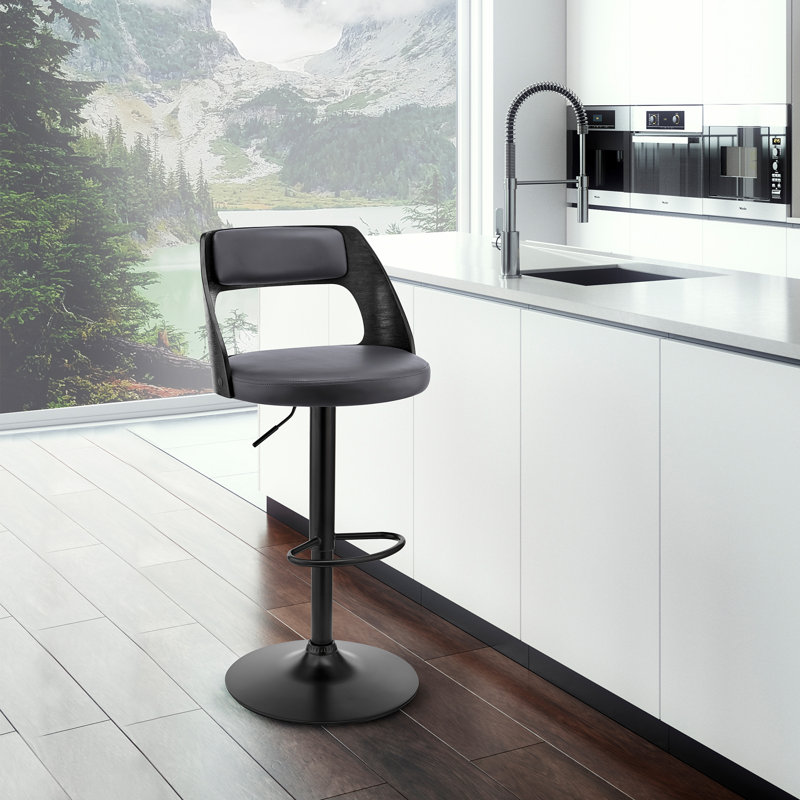 Tabouret de bar pivotant à hauteur réglable Carridice, Noir, Gris