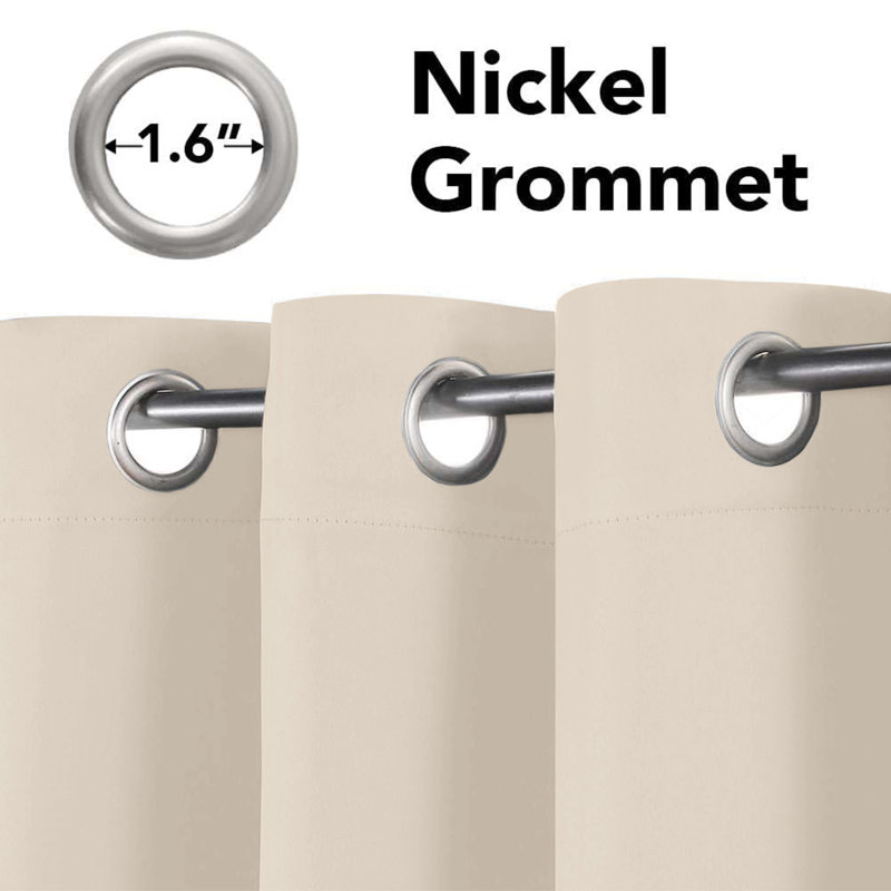 100 % Polyester Blackout Eyelet Room Darkening  Thermal Curtain (Set of 2), 168 cm Width x 183 cm Drop, Cream
