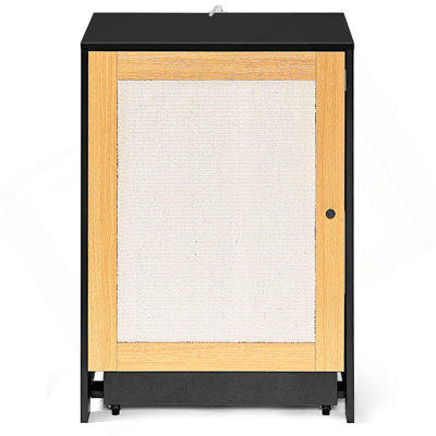 Cat Litter Box Enclosure, Hidden Cat Washroom, Kitty End Table, Litter Cabinet With Sisal Door,Black
