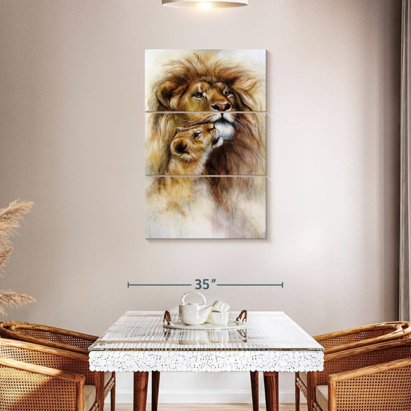 Brampt lion et lionne romantique, H 38 po x l 24 po