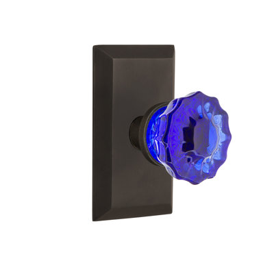 Studio Plate with Crystal Cobalt Door Knob