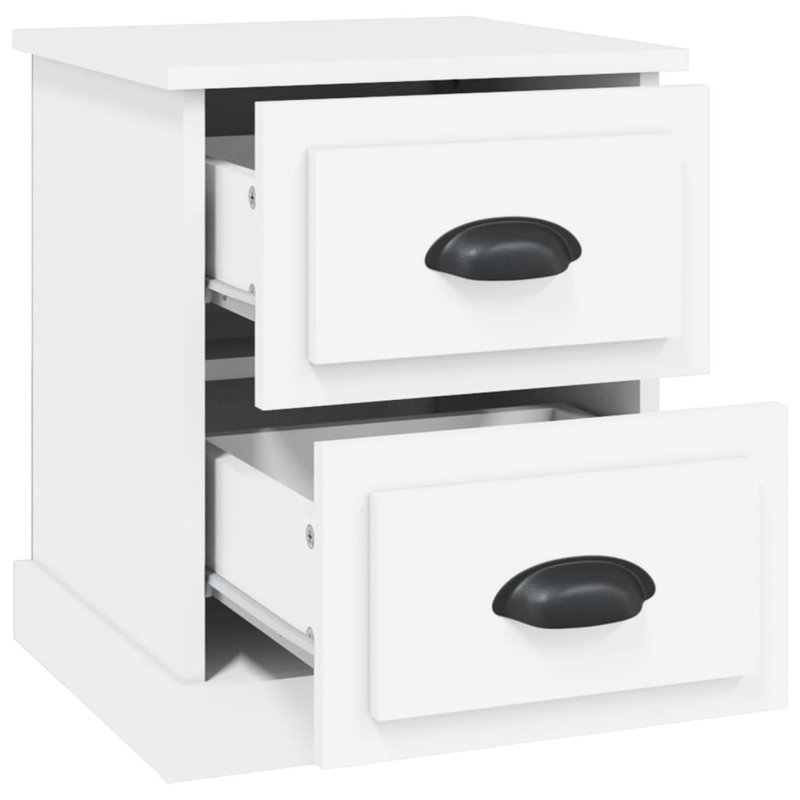 Bellechester 39cm W Solid + Manufactured Wood Bedside Table, White, Set of 2