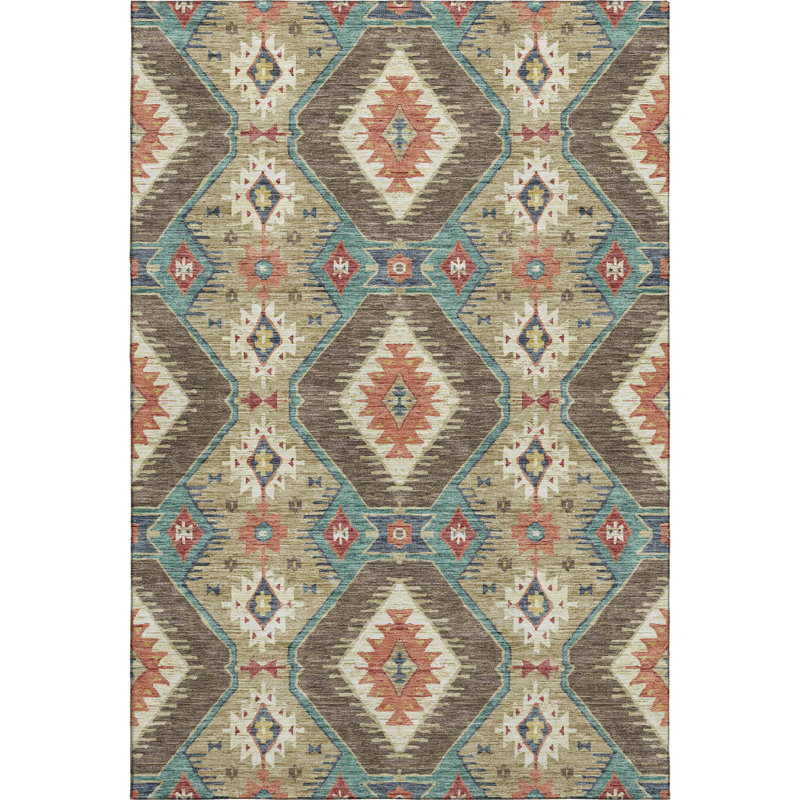 Premium Machine Washable Mayfield AMF2210 Moroccan Rug, 5' x 7'6", Khaki
