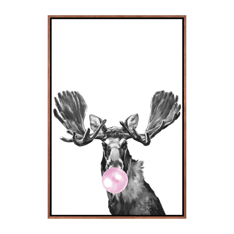 Art orignal de gomme à bulles, H 40 po x l 26 po x P 1,5 po, Toile avec cadre en bois classique