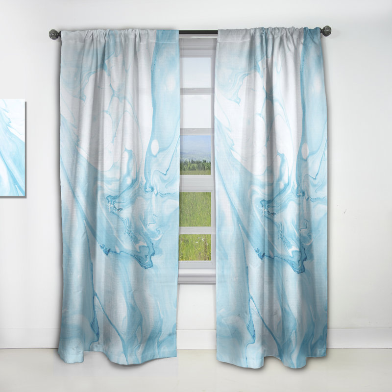 Art liquide en bleu clair et turquoise I - Rideau moderne - Velours obscurcissant - 1 panneau