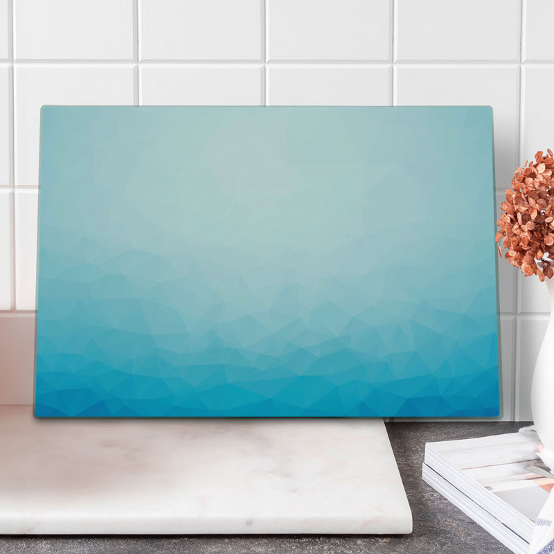 Ambesonne Blue Cutting Board Large Size Triangular Ombre Effect Image Blue Pale Blue