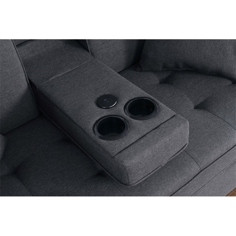 Causeuse-lit en lin gris foncé Corrado II
