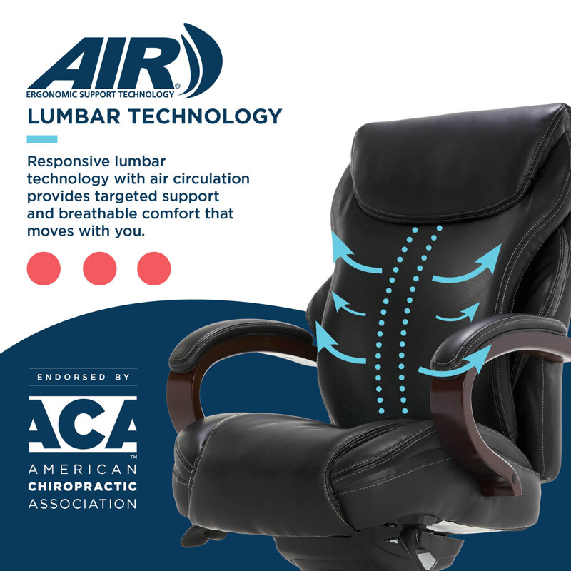 Ergonomic High-Back Black Leather Executive Swivel Chair with AIR Lumbar Support