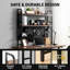 Étagère de bureau, huche de bureau avec panneau perforé en métal, support de présentation à 2 niveaux, 4 accessoires, organisateur de rangement de bibliothèque de bureau polyvalent