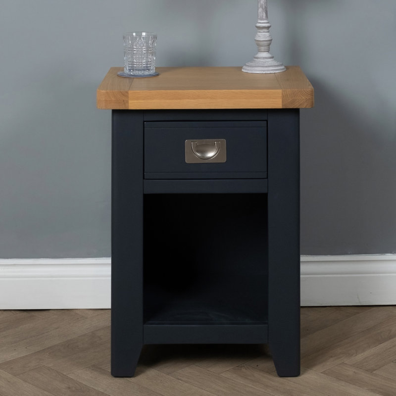 Altti 47cm W Solid Wood Bedside Table, Blue