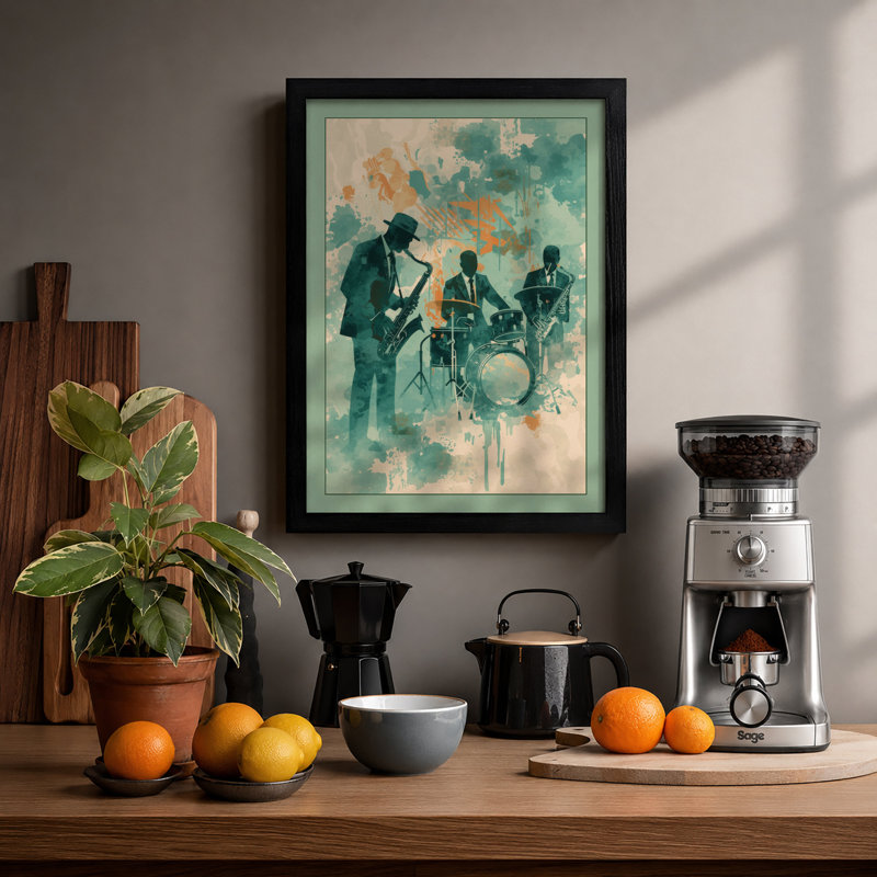 Jam Session Modern - Framed Print, A4 - 29.7 x 21.0 cm, Black