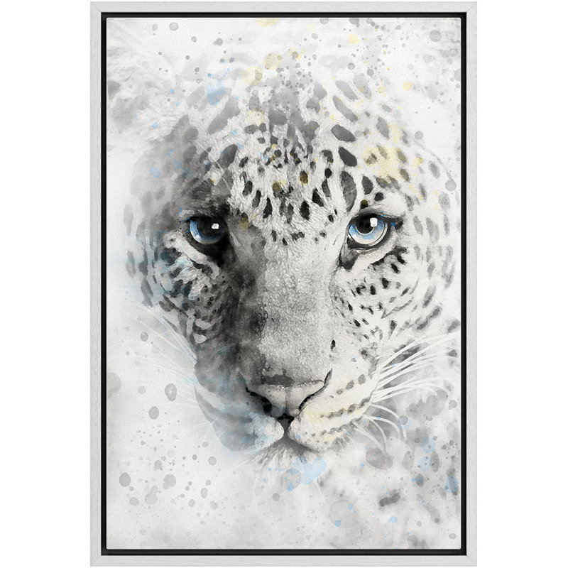Idea4wall léopard tache d'aquarelle aux yeux bleus ang04, Blanc, H 36 po x l 24 po x P 1,5 po